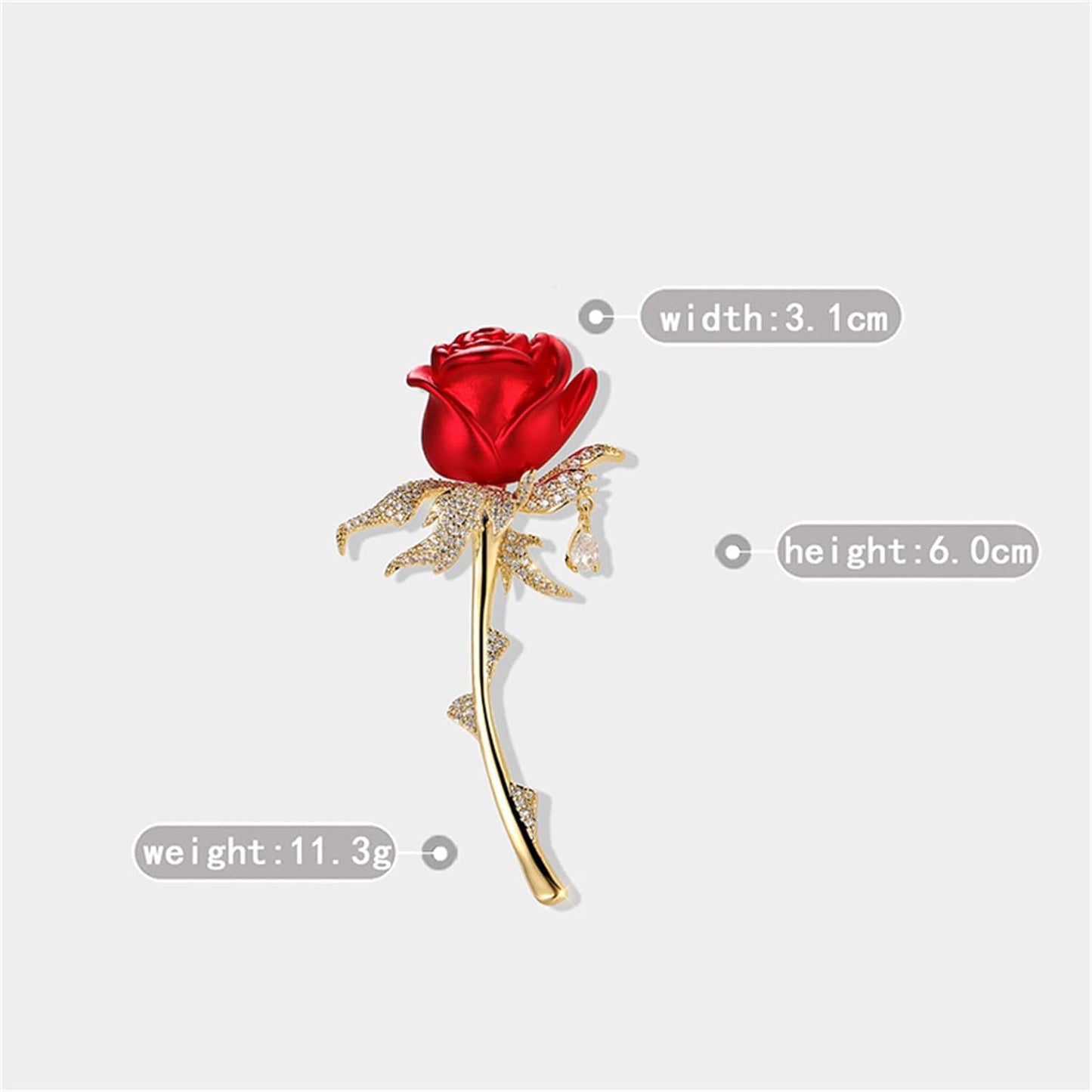 AILONMEI Red Rose Brooch Pins For Women Fashion Floral Series