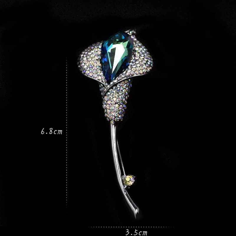 AILONMEI Blue Calla Lily Brooch Jewelry For Woman Fashion