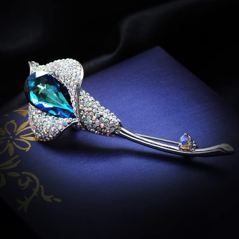 AILONMEI Blue Calla Lily Brooch Jewelry For Woman Fashion