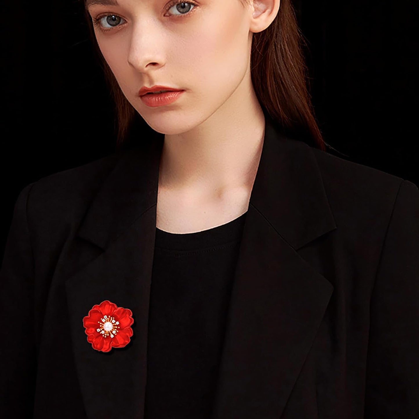 AILONMEI Red Flowers Brooch Pins For Women Fashion Floral Series