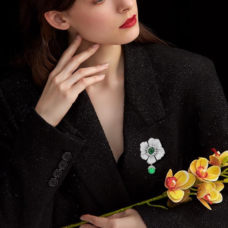 AILONMEI Luxury Camellia Brooches Jewelry for Women Fashion