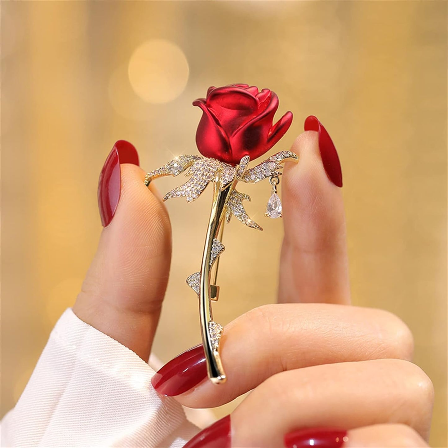 AILONMEI Red Rose Brooch Pins For Women Fashion Floral Series