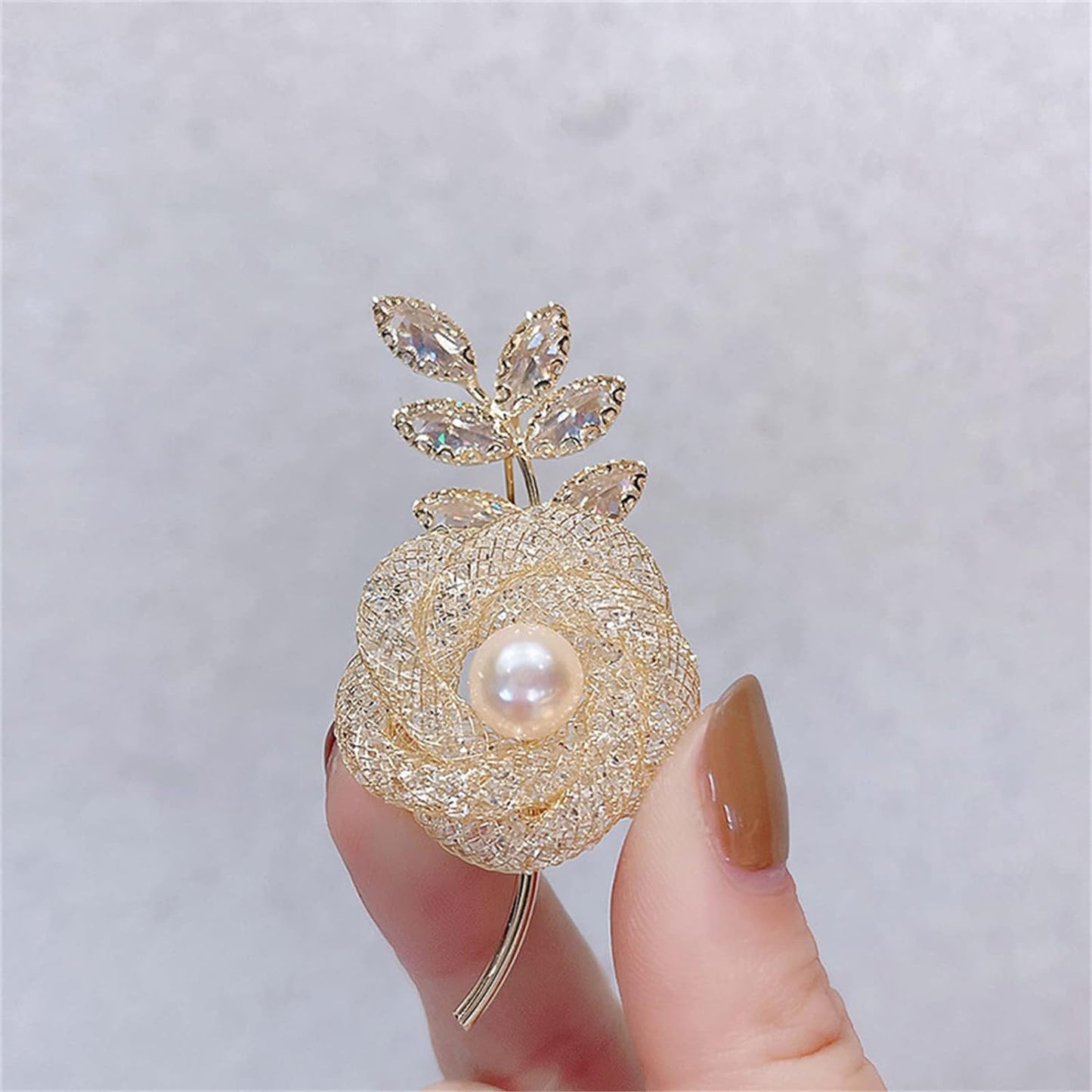 AILONMEI Golden Rose Brooch Jewelry For Woman Fashion