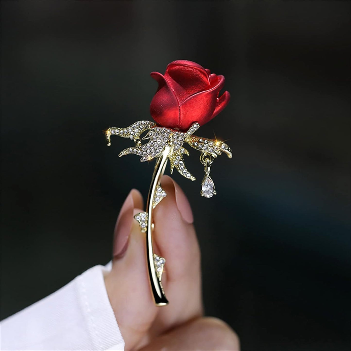 AILONMEI Red Rose Brooch Pins For Women Fashion Floral Series