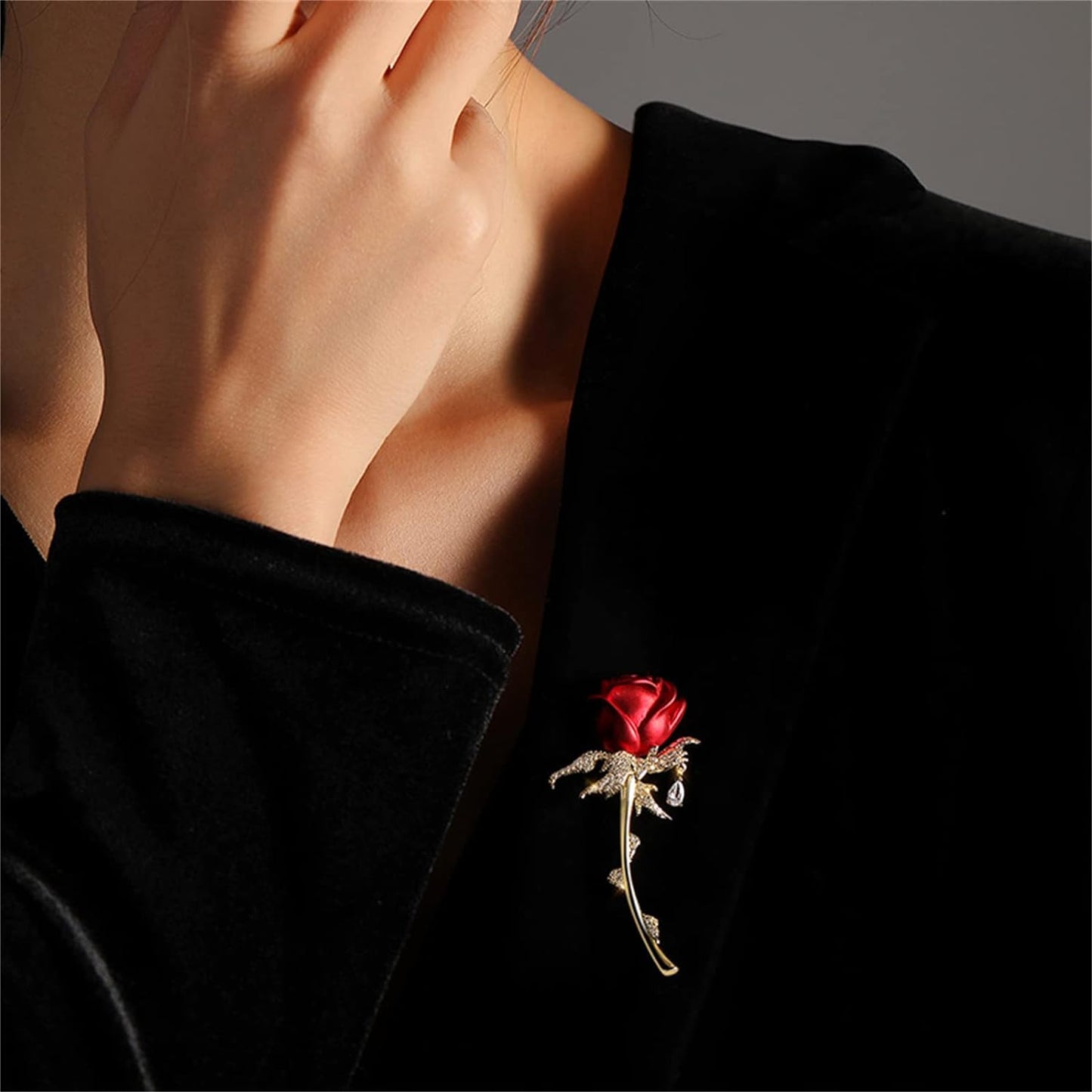 AILONMEI Red Rose Brooch Pins For Women Fashion Floral Series