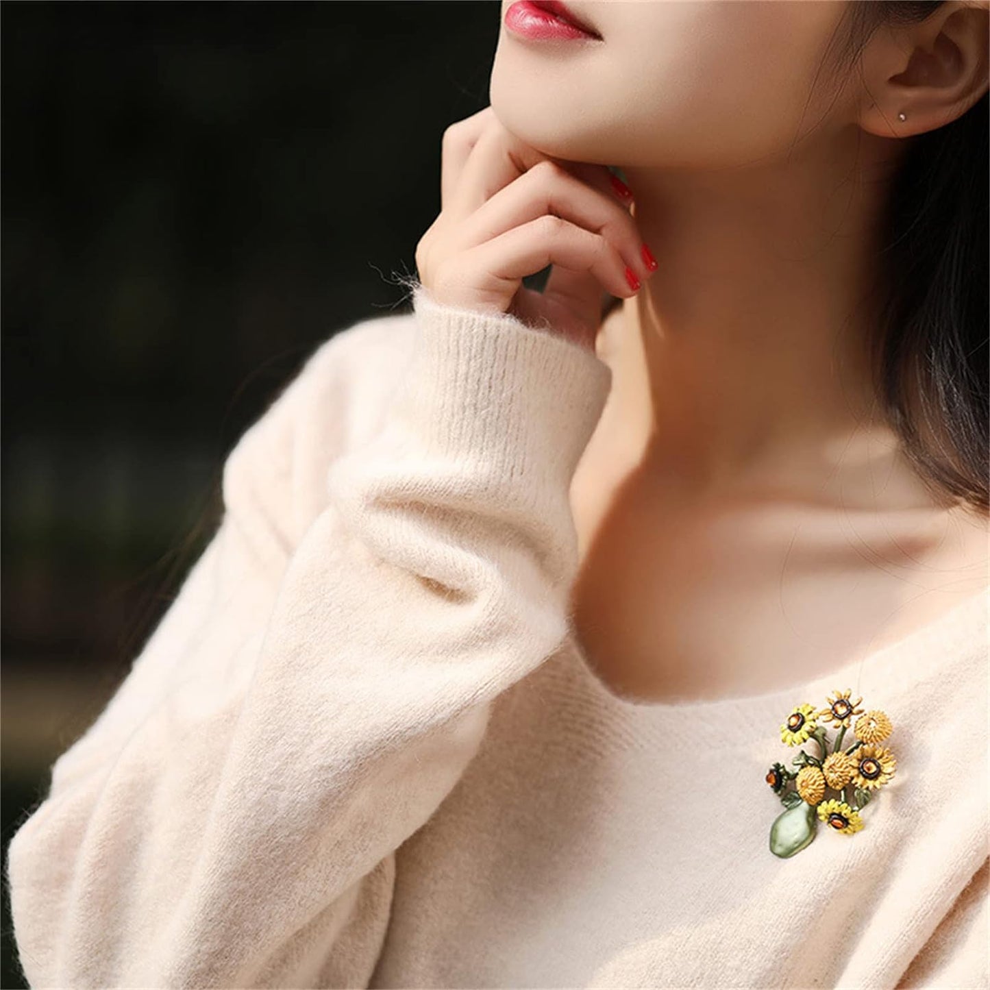 AILONMEI Sunflower Brooch Jewelry For Woman Fashion Floral Series