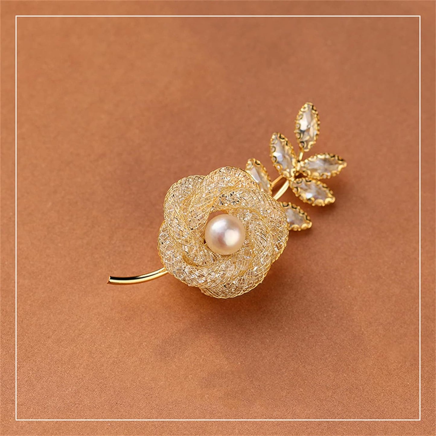 AILONMEI Golden Rose Brooch Jewelry For Woman Fashion