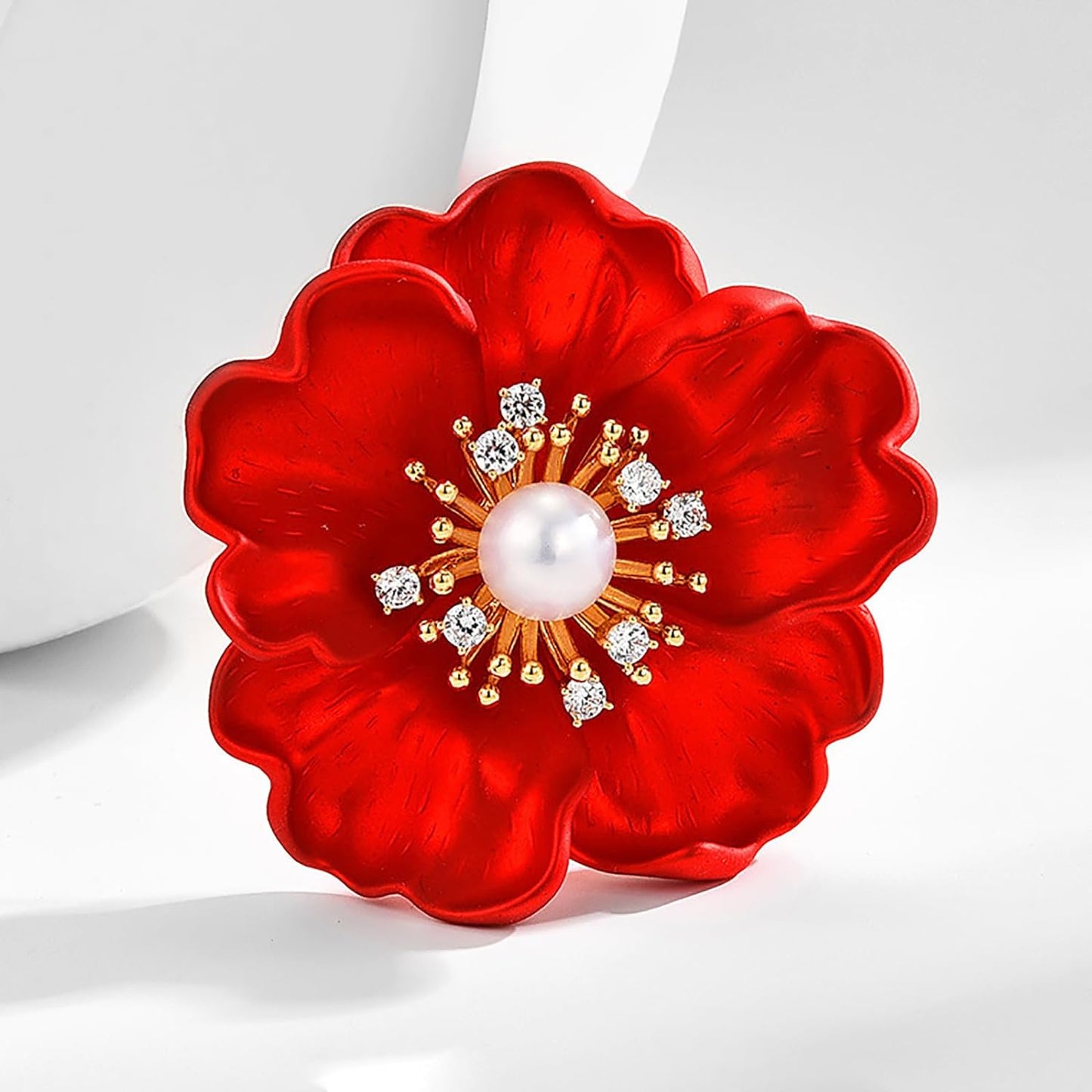 AILONMEI Red Flowers Brooch Pins For Women Fashion Floral Series