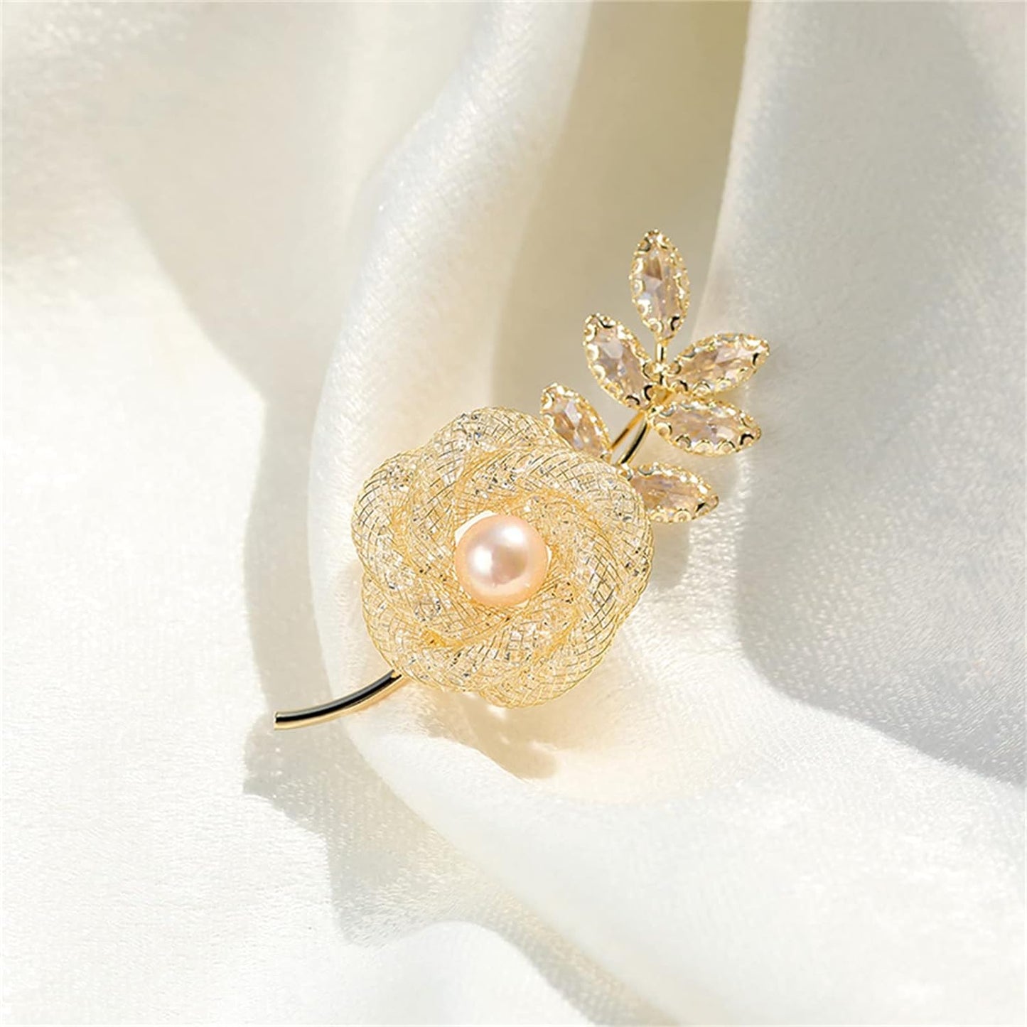 AILONMEI Golden Rose Brooch Jewelry For Woman Fashion