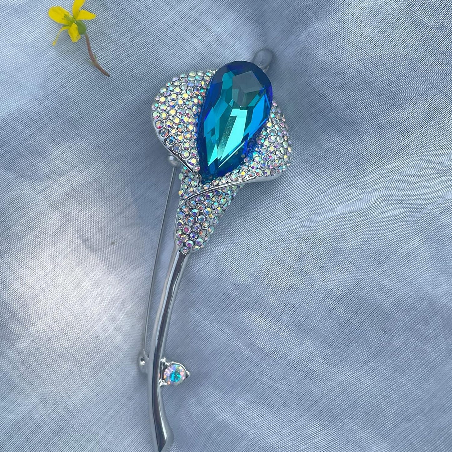 AILONMEI Blue Calla Lily Brooch Jewelry For Woman Fashion