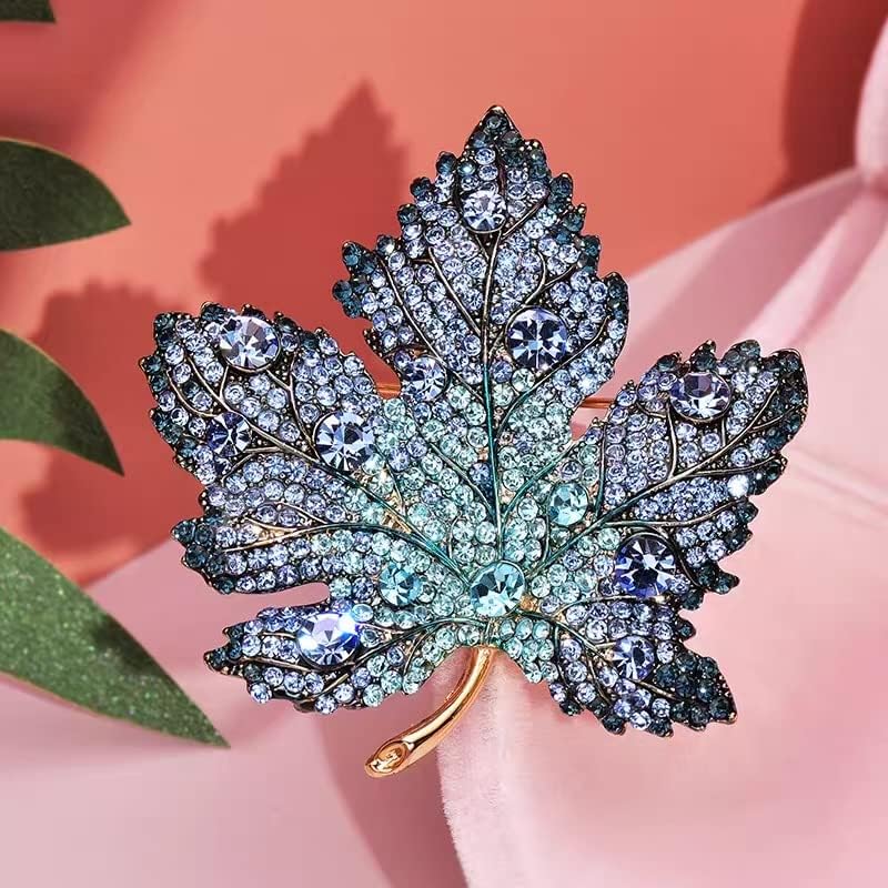 AILONMEI Blue Maple Leaves Brooch Jewelry For Woman Fashion