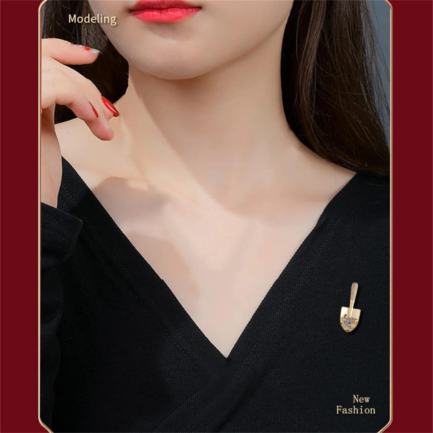 AILONMEI Golden Shovel Brooch Jewelry For Woman Fashion