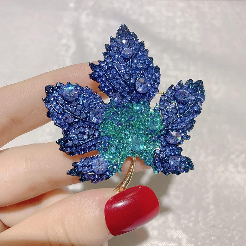 AILONMEI Blue Maple Leaves Brooch Jewelry For Woman Fashion