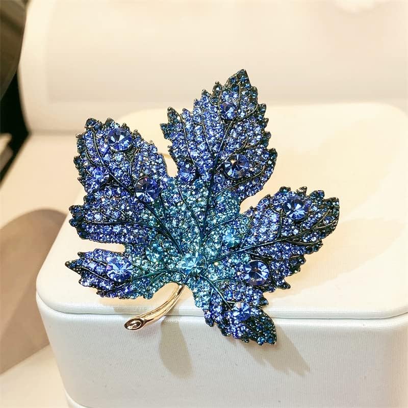 AILONMEI Blue Maple Leaves Brooch Jewelry For Woman Fashion