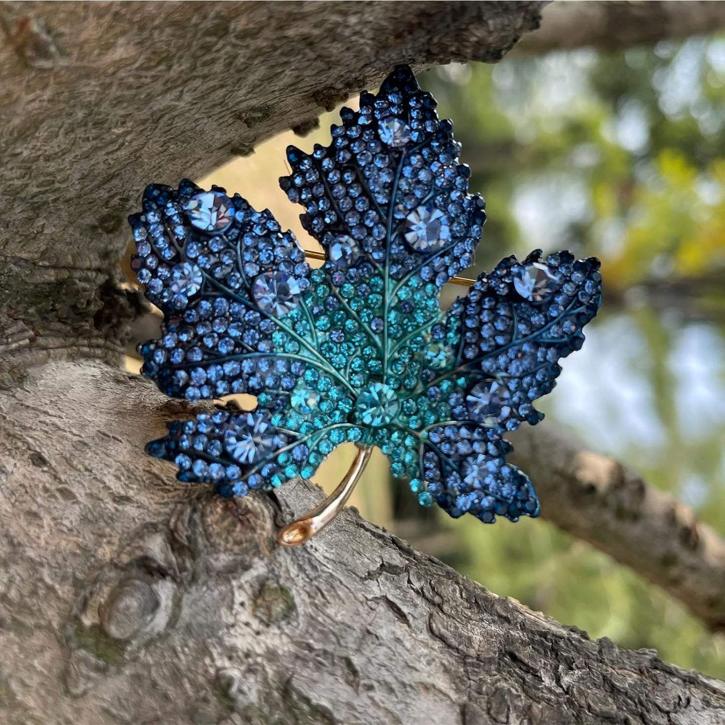 AILONMEI Blue Maple Leaves Brooch Jewelry For Woman Fashion